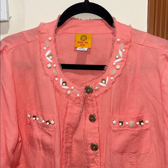 Ruby Rd. Pink Beaded Jacket - Picture 2 of 4